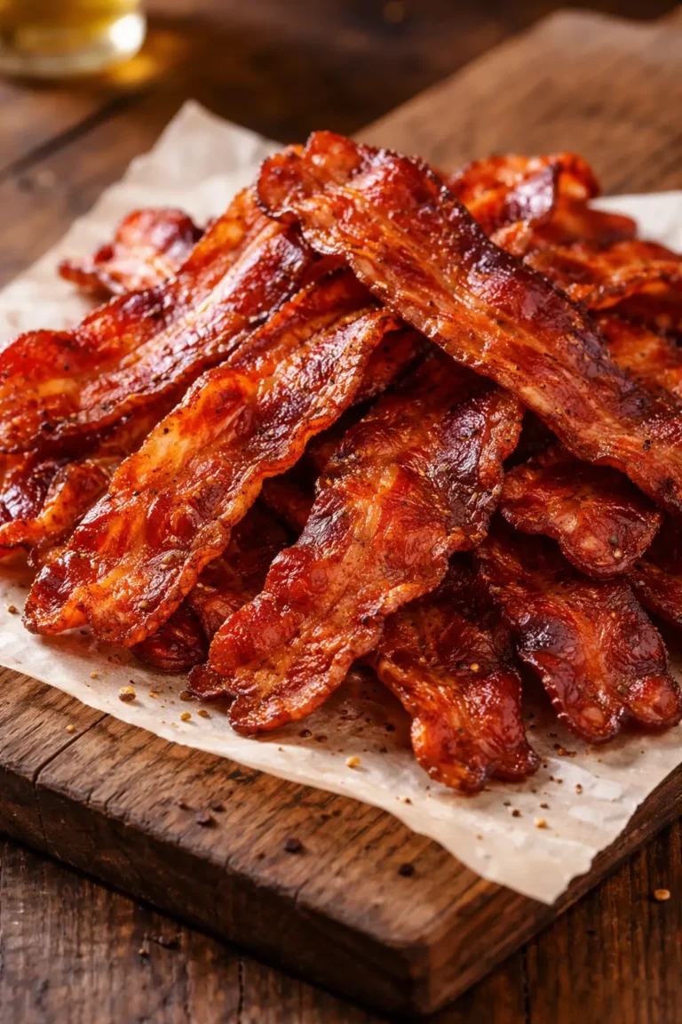 crispy bacon on parchment paper