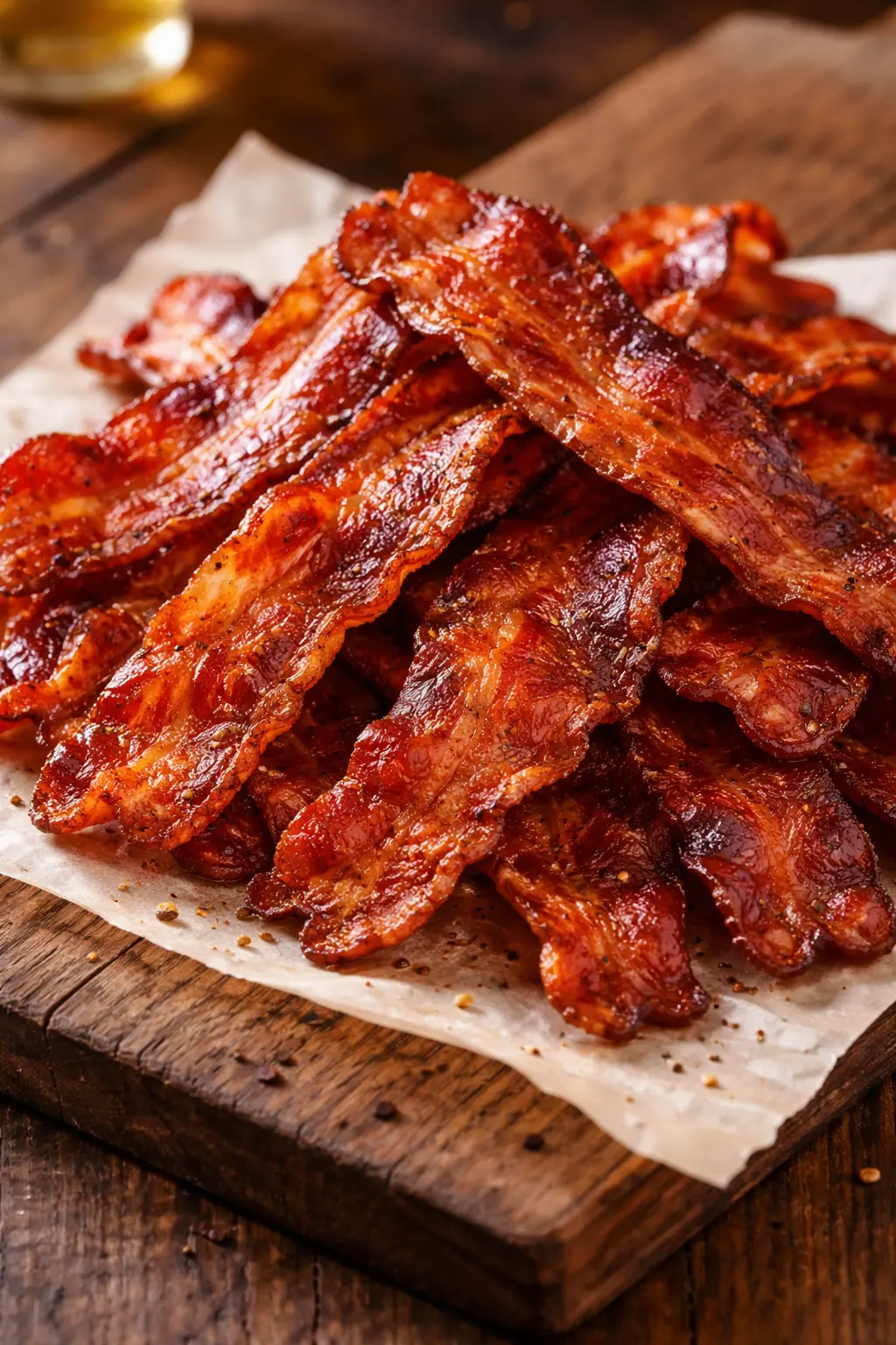 crispy bacon on parchment paper