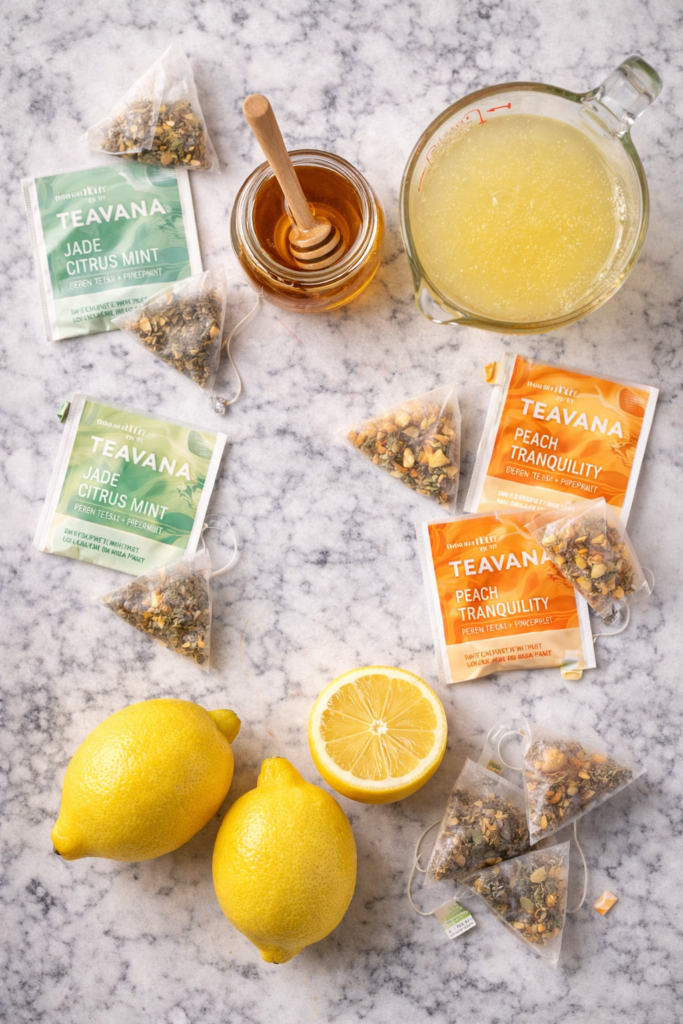 medicine ball tea ingredients flat lay